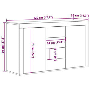 Μπουφές Παλιό Ξύλο 120 x 36 x 69 εκ. από Μοριοσανίδα