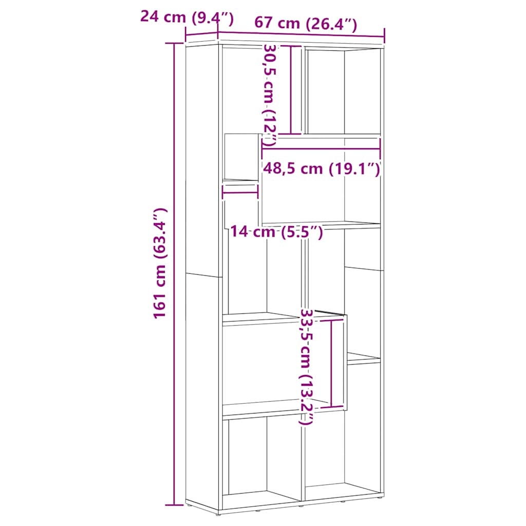 Βιβλιοθήκη Artisan Δρυς 67x24x161 εκ. από Τεχνητό Ξύλο - Pakobazaar