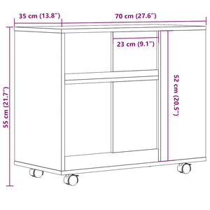 Side Table Artisan Oak 70x35x60,5 cm Κατασκευασμένο ξύλο