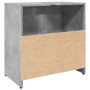 Ντουλάπι Νιπτήρα Μπάνιου Μπετόν Γκρι 60x33x60 εκ. Επεξ. Ξύλο