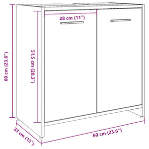 Ντουλάπι Νιπτήρα Μπάνιου Μπετόν Γκρι 60x33x60 εκ. Επεξ. Ξύλο