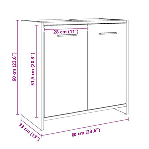 Ντουλάπι Νιπτήρα Μπάνιου Αρτισιανή Δρυς 60x33x60 εκ. Επεξ. Ξύλο - Pakobazaar