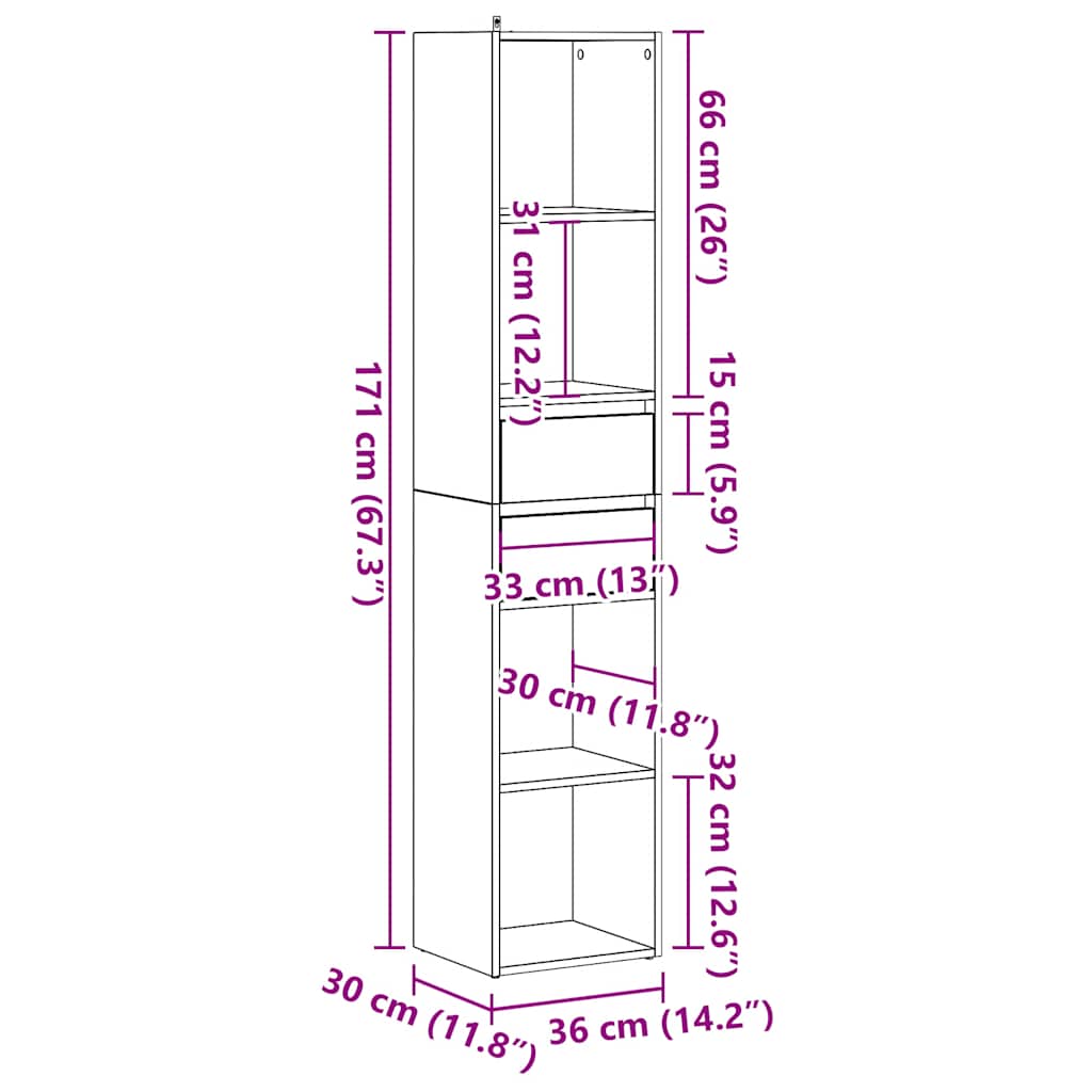 ντουλάπι βιβλίων  Παλιό ξύλο 36x30x171 cm Κατασκευασμένο ξύλο - Pakobazaar