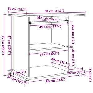 Γραφείο Υπολογιστή Παλιό Ξύλο 80 x 50 x 75 εκ. από Μοριοσανίδα