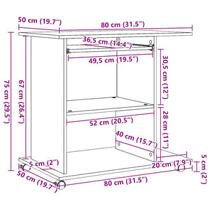 Γραφείο Υπολογιστή Τεχνίτης Δρυς 80 x 50 x 75εκ από Μοριοσανίδα - Pakobazaar