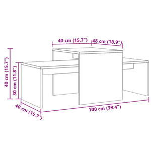 Σετ Τραπεζάκια Σαλονιού Παλ. Ξύλο 100x48x40 εκ. από Επεξ. Ξύλο