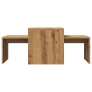 Σετ Τραπεζάκια Σαλονιού Artisan Δρυς 100x48x40 εκ. Επεξ. Ξύλο - Pakobazaar
