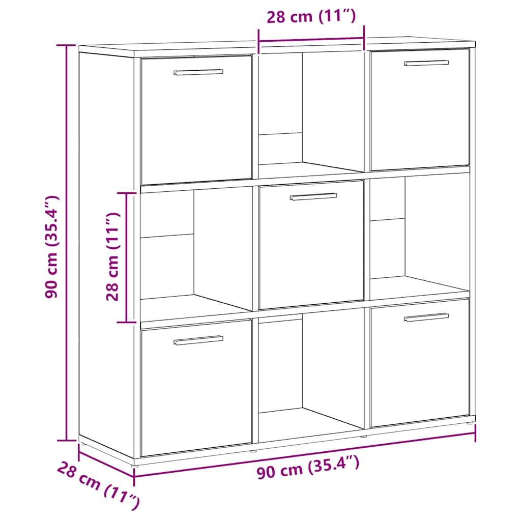 Βιβλιοθήκη Τεχνίτης Δρυς 90x28x90 εκ. Επεξεργασμένο Ξύλο