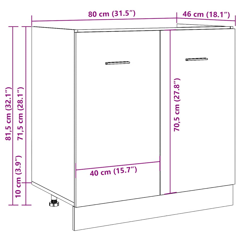 Ντουλάπι Νιπτήρα "Lyon" από Παλιό Ξύλο 80x46x81,5 εκ. από Τεχνητό Ξύλο - Pakobazaar