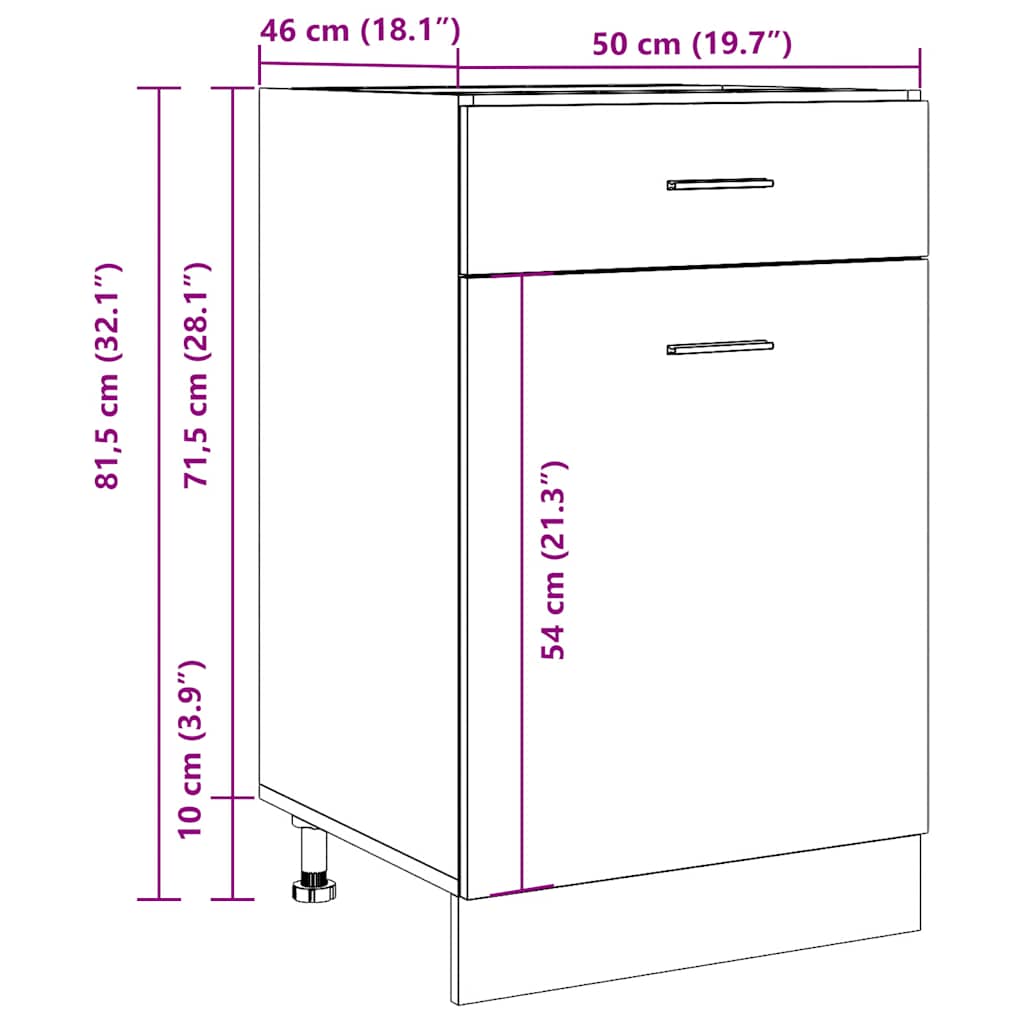 Ντουλάπι με Συρτάρια "Lyon" από Παλιό Ξύλο 50x46x81,5 εκ. από Τεχνητό Ξύλο
