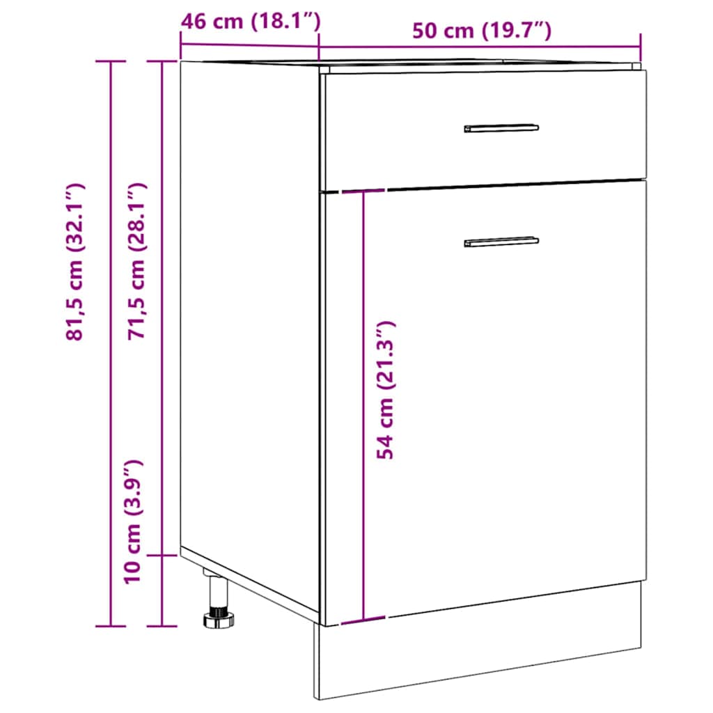 Ντουλάπι με Συρτάρια "Lyon" από Τεχνητό Δρυ 50x46x81,5 εκ. από Τεχνητό Ξύλο