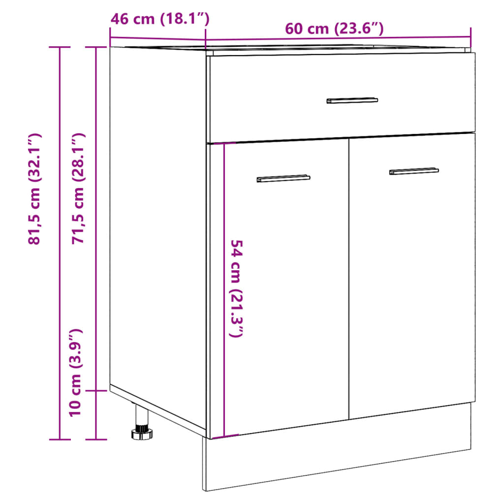 Ντουλάπι με Συρτάρια "Lyon" από Παλιό Ξύλο 60x46x81,5 εκ. από Τεχνητό Ξύλο - Pakobazaar