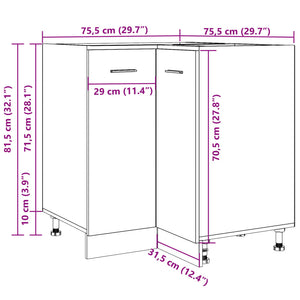Ντουλάπι Κουζίνας "Lyon" Παλιό Ξύλο 75,5x75,5x81,5 εκ. από Τεχνητό Ξύλο