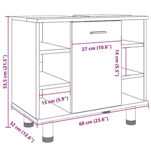 Ντουλάπι Νιπτήρα Παλιό Ξύλο 60 x 32 x 53,5 εκ. Μοριοσανίδα