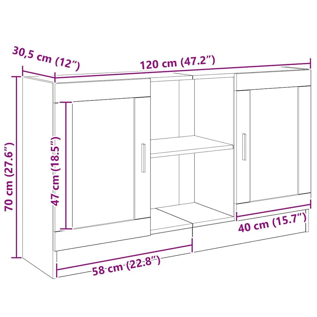 Μπουφές Αρτισιανή Δρυς 120x30,5x70εκ. από Επεξεργασμένο Ξύλο - Pakobazaar