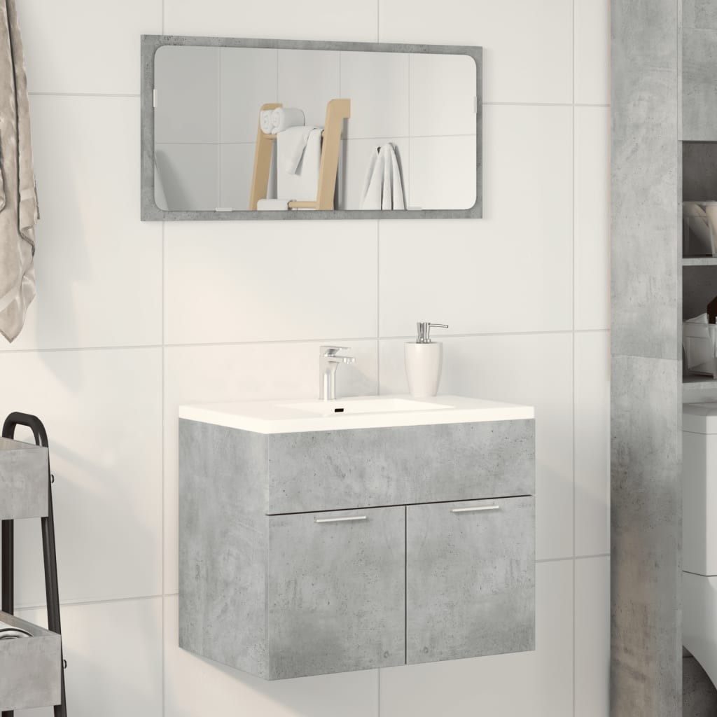 Ντουλάπι Νιπτήρα Γκρι Σκυροδέματος 60x38,5x46 εκ. Επεξ. Ξύλο