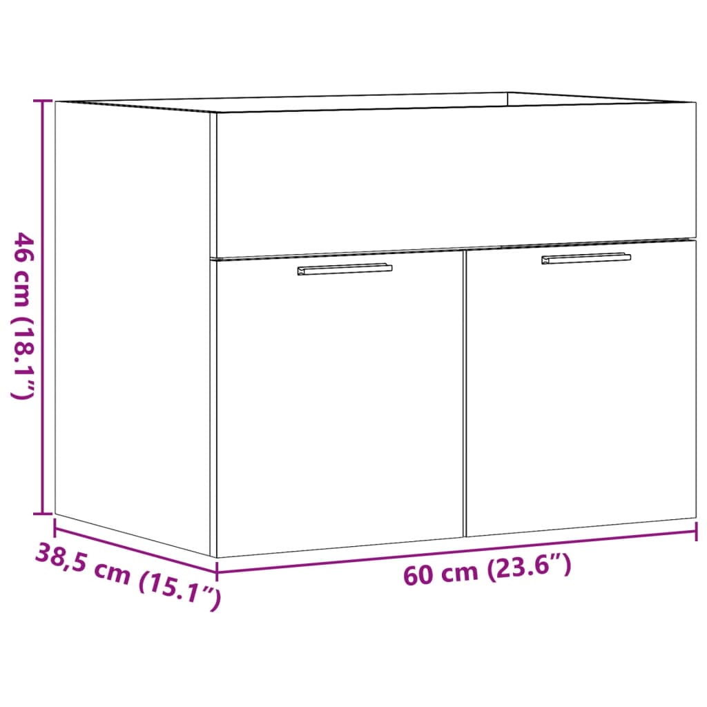 Ντουλάπι Νιπτήρα Γκρι Σκυροδέματος 60x38,5x46 εκ. Επεξ. Ξύλο