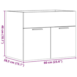 Ντουλάπι Νιπτήρα Γκρι Σκυροδέματος 60x38,5x46 εκ. Επεξ. Ξύλο