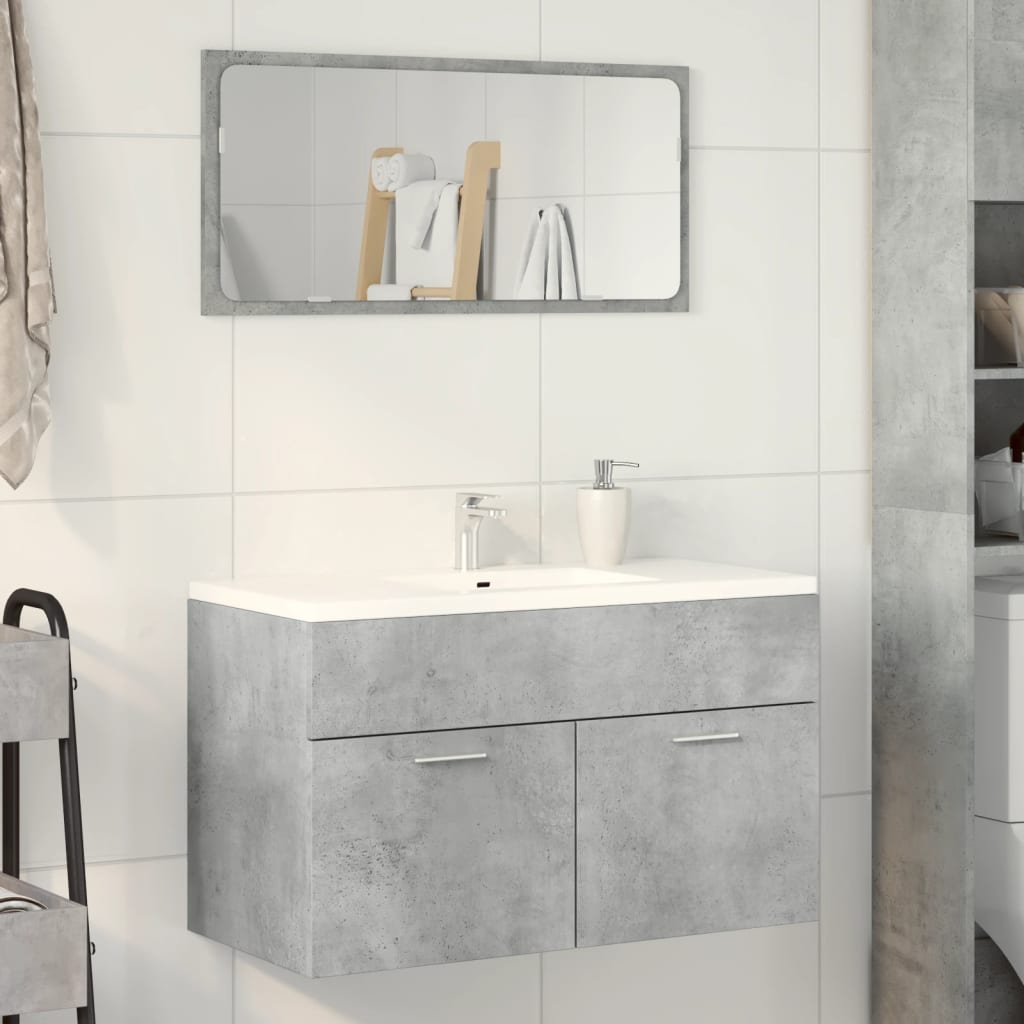 Ντουλάπι Νιπτήρα Γκρι Σκυροδέματος 80x38,5x46 εκ. Επεξ. Ξύλο