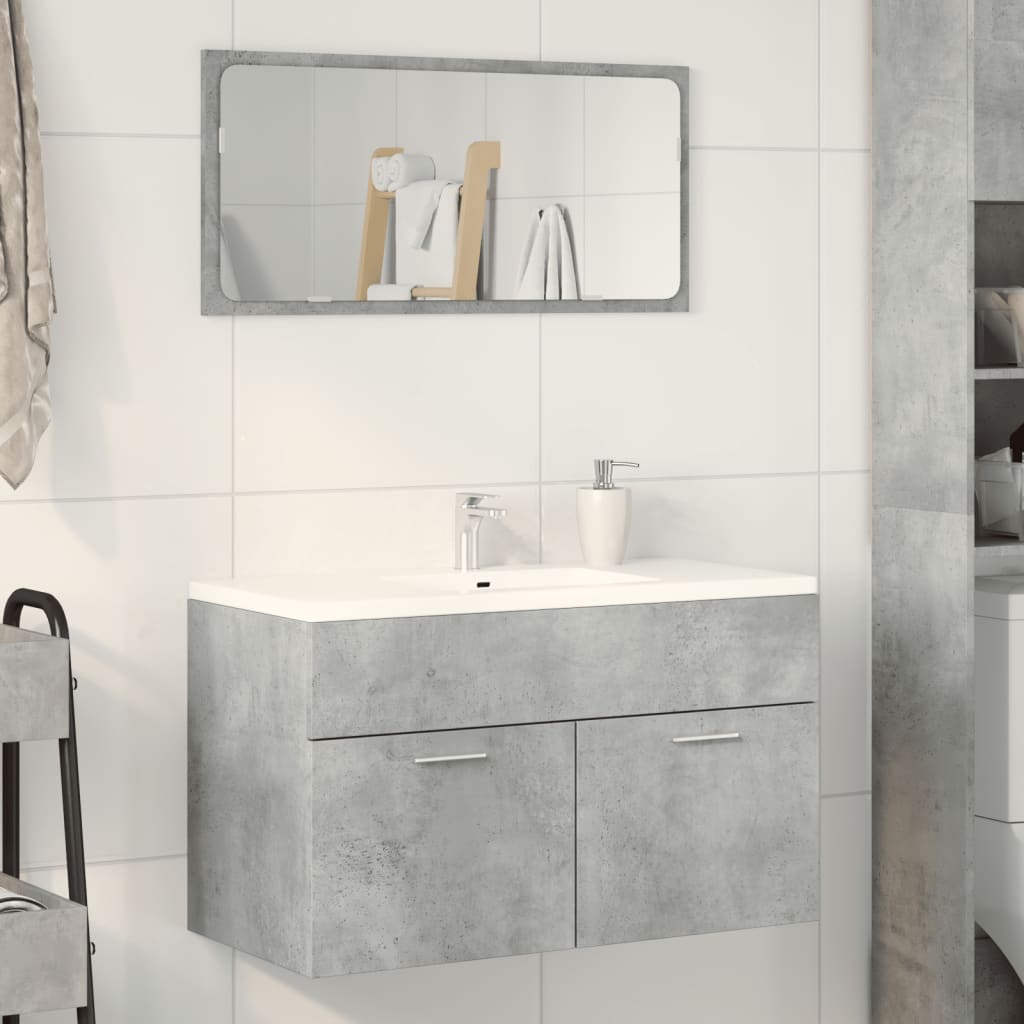 Ντουλάπι Μπάνιου Γκρι Σκυροδέματος 90x38,5x46 εκ. Επεξ. Ξύλο
