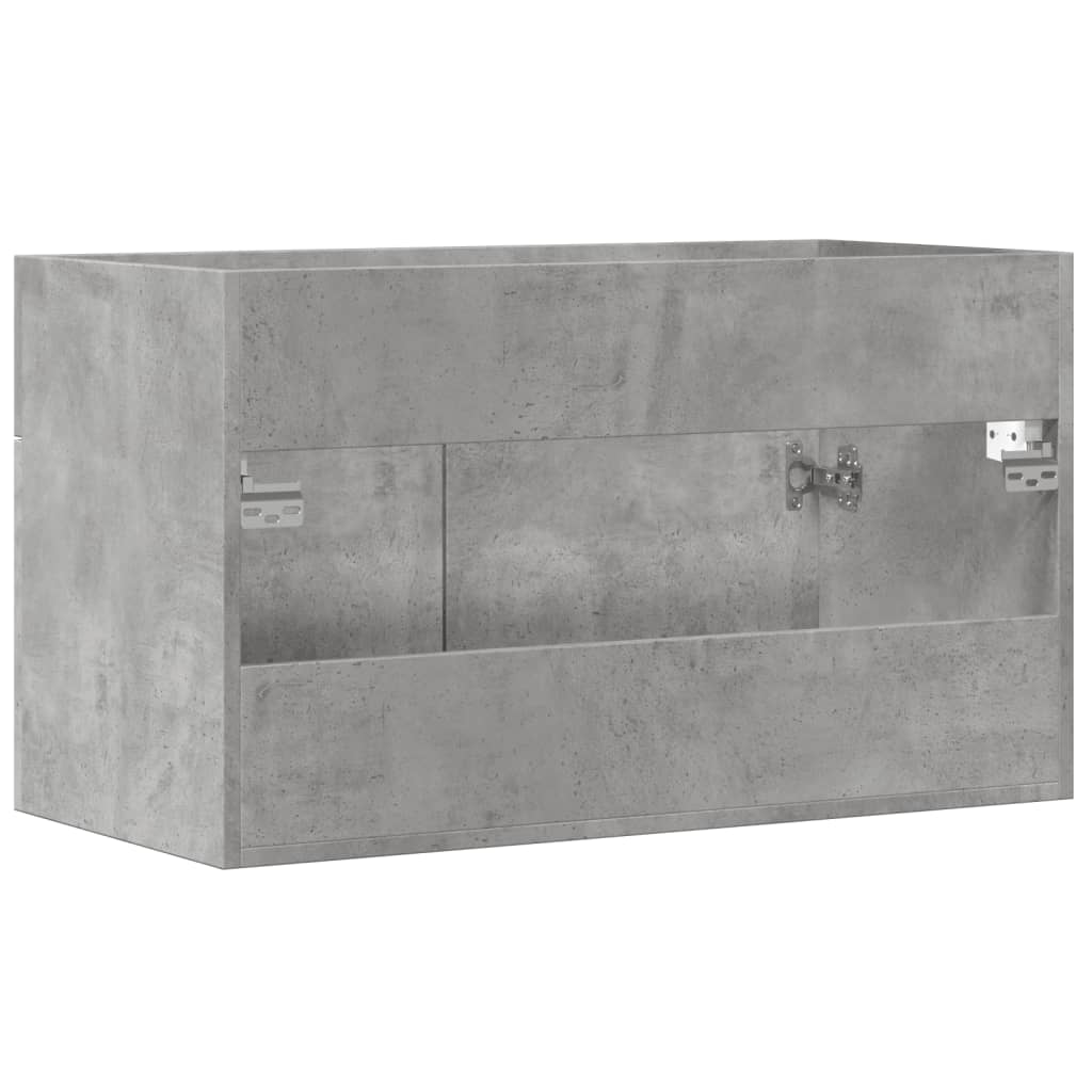 Ντουλάπι Μπάνιου Γκρι Σκυροδέματος 90x38,5x46 εκ. Επεξ. Ξύλο