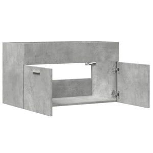 Ντουλάπι Μπάνιου Γκρι Σκυροδέματος 90x38,5x46 εκ. Επεξ. Ξύλο