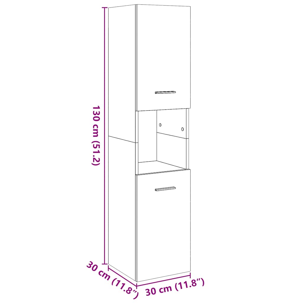 Ντουλάπι Μπάνιου Κρεμαστό Παλ. Ξύλο 30x30x130 εκ. από Επ. Ξύλο - Pakobazaar