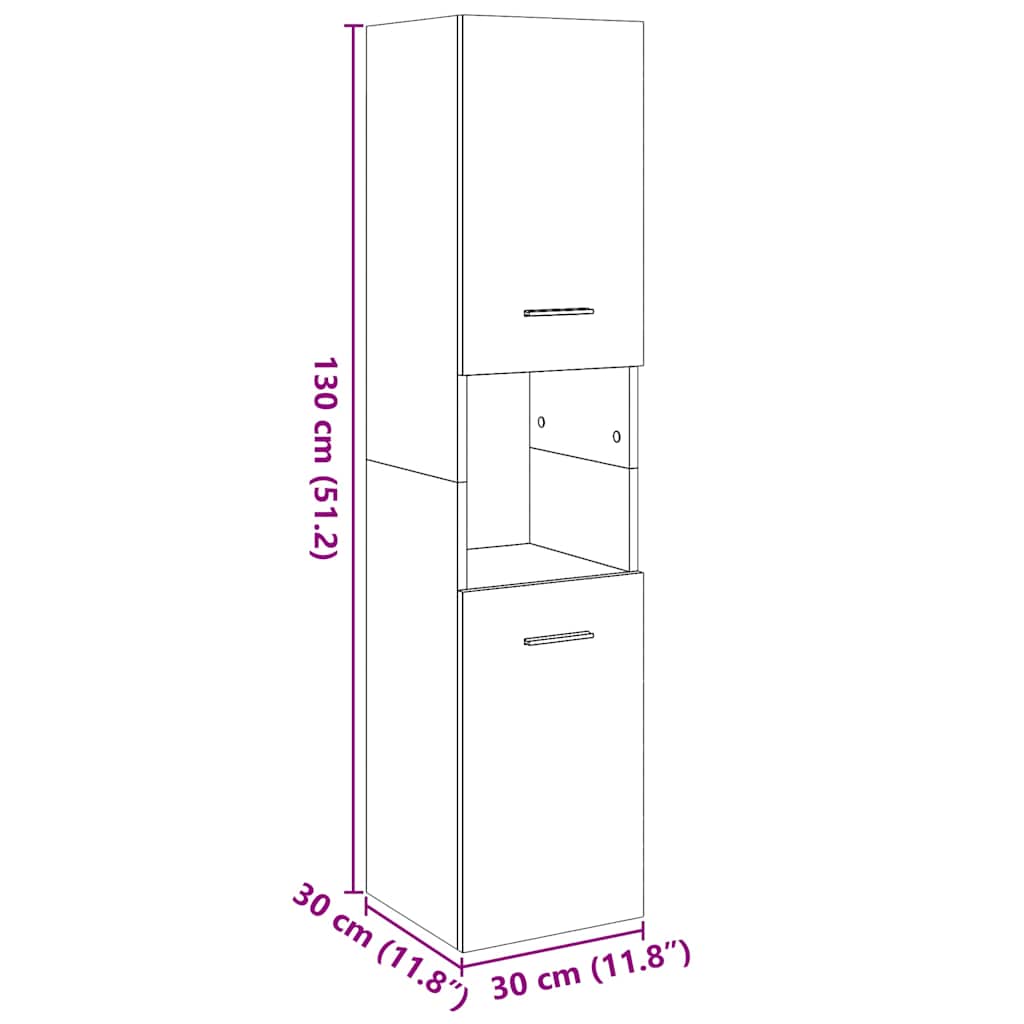Ντουλάπι Μπάνιου Κρεμαστό Παλ. Ξύλο 30x30x130 εκ. από Επ. Ξύλο - Pakobazaar