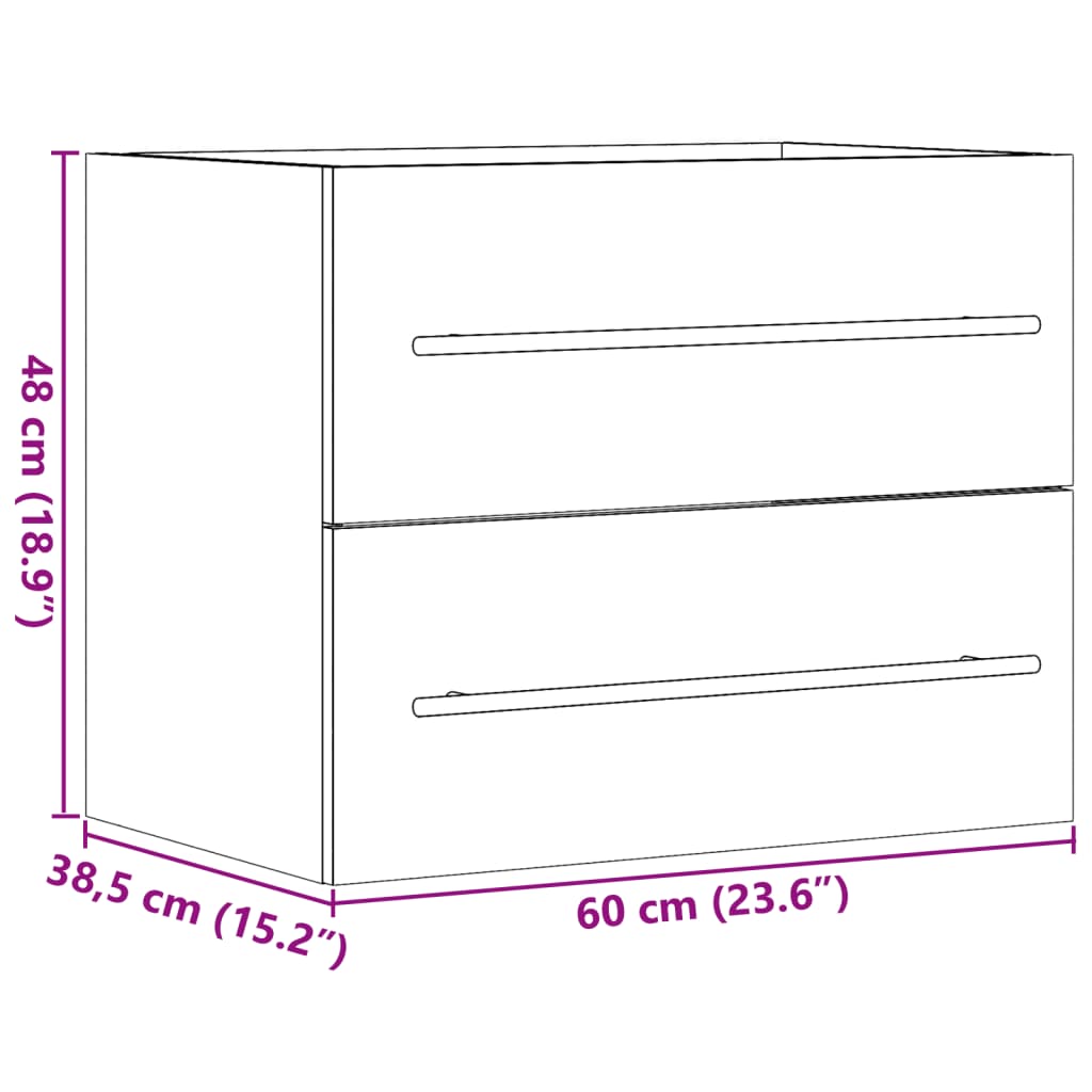 Ντουλάπι Νιπτήρα Γκρι Σκυροδέμ. 60 x 38,5 x 48 εκ. Επεξ. Ξύλο - Pakobazaar