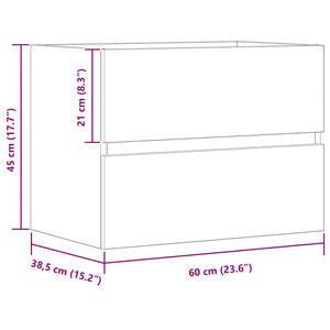 Ντουλάπι Μπάνιου Αρτισιανή Δρυς 60x38,5x45 εκ. Επεξ. Ξύλο
