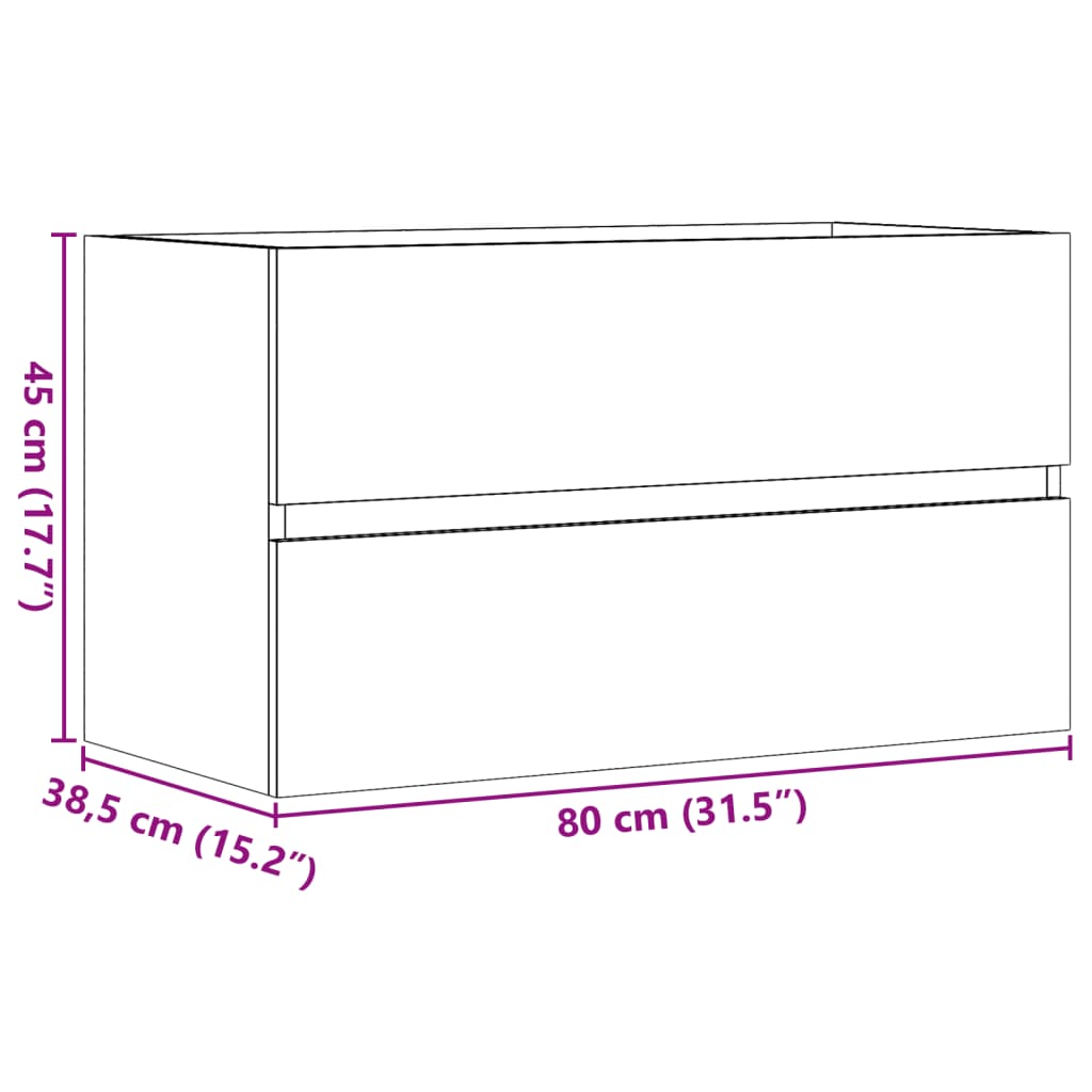 Ντουλάπι Μπάνιου Κρεμαστό Παλ. Ξύλο 80x38,5x45εκ. από Επ. Ξύλο - Pakobazaar