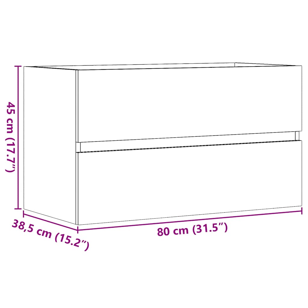 Ντουλάπι Μπάνιου Κρεμαστό Παλ. Ξύλο 80x38,5x45 εκ. από Επ. Ξύλο