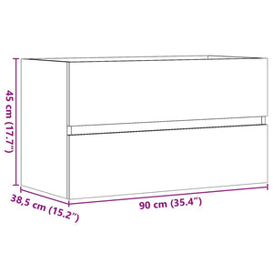 Ντουλάπι Νιπτήρα Γκρι Σκυροδέματος 90x38,5x45 εκ. Επεξ. Ξύλο