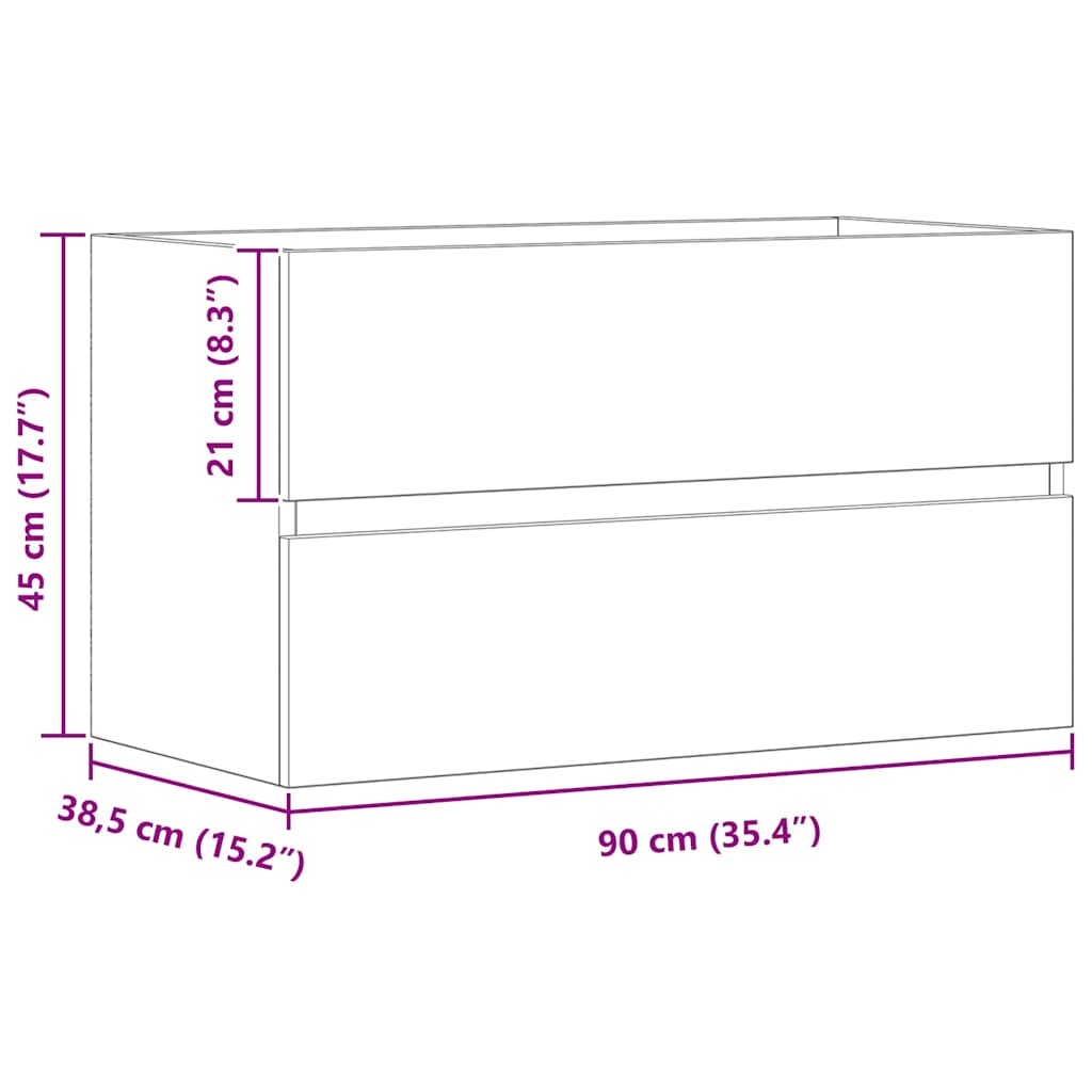 Ντουλάπι Νιπτήρα Αρτισιανή Δρυς 90x38,5x45εκ Επεξεργασμένο Ξύλο