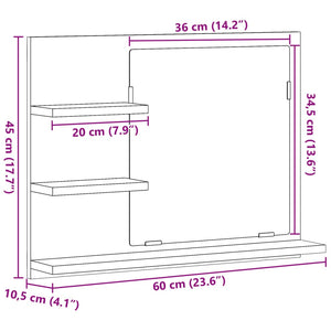 Ντουλάπι καθρέφτη μπάνιου Παλιό ξύλο 60x10,5x45 cm - Pakobazaar