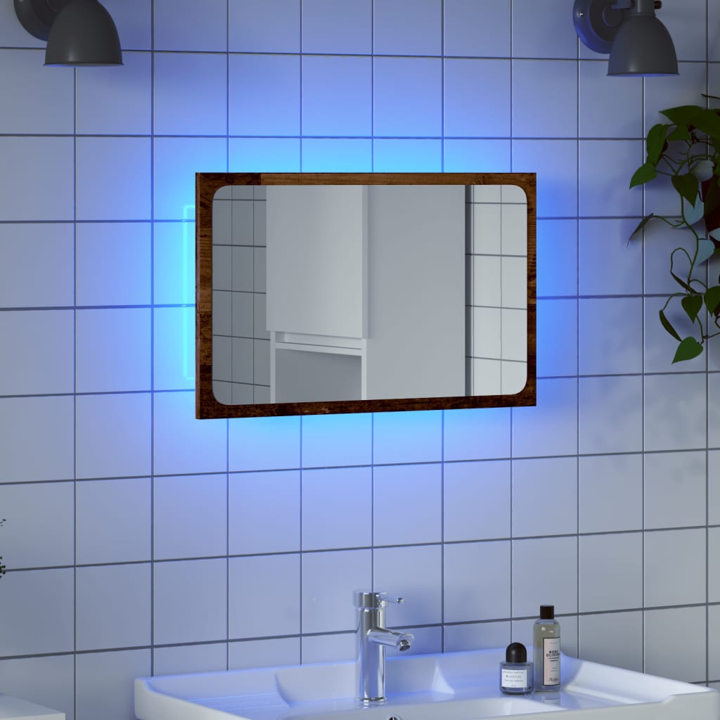 Καθρέφτης Μπάνιου με LED Όψη Παλαιού Ξύλου 60x8,5x38 εκ. - Pakobazaar