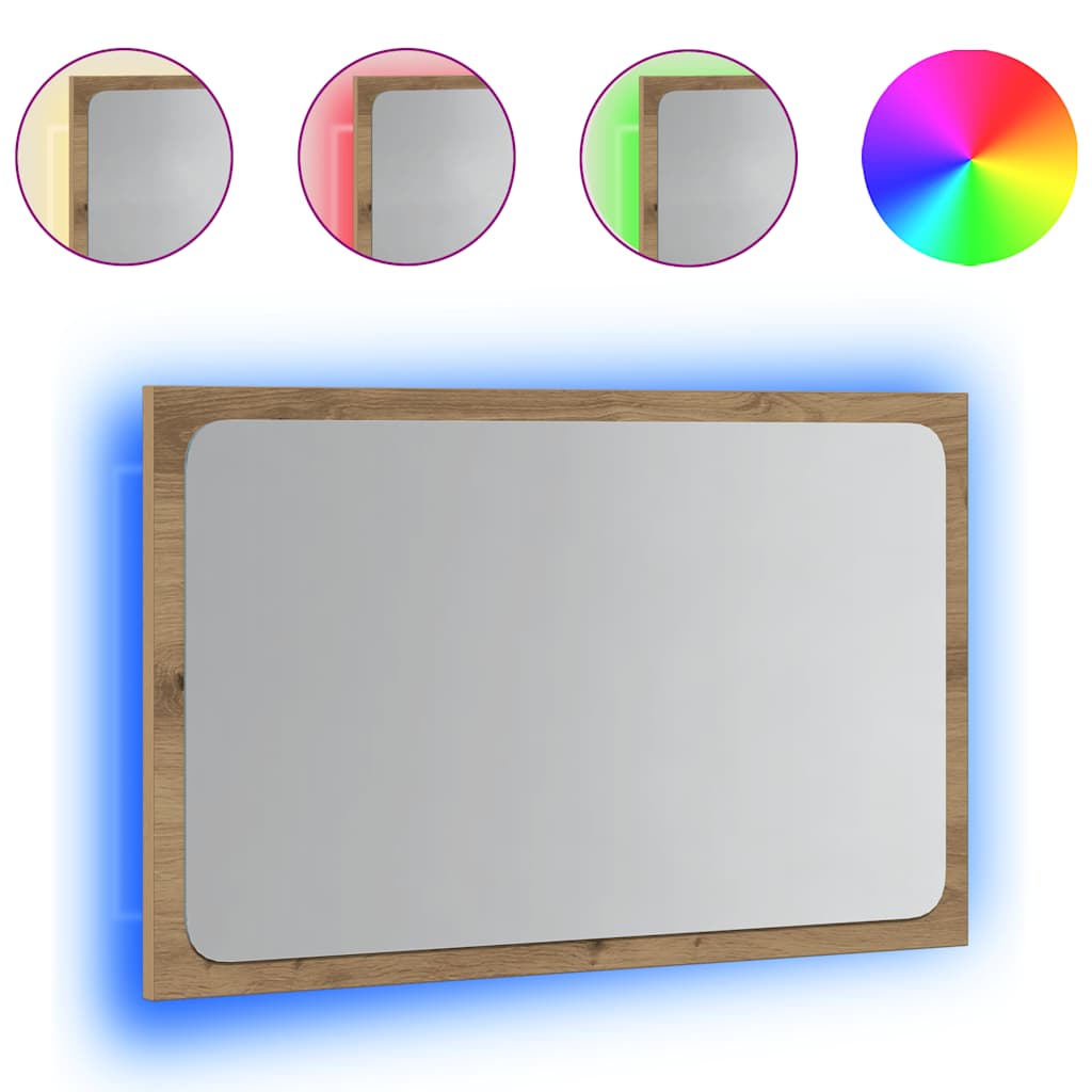 Καθρέφτης Μπάνιου με LED Αρτισιανή Δρυς 60x8,5x38 εκ. - Pakobazaar