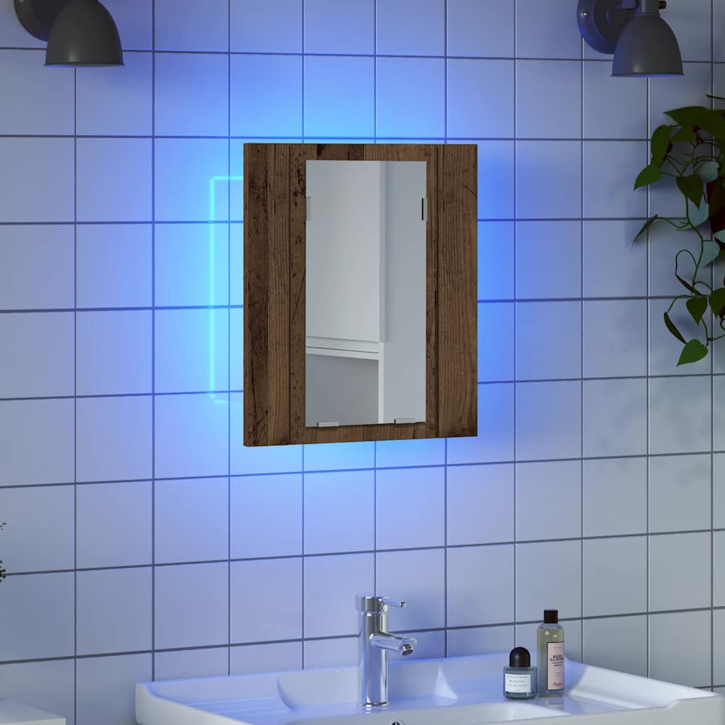 Έπιπλο Καθρέφτη Μπάνιου LED Παλαιό Ξύλο 40x12x45 εκ. Επεξ. Ξύλο - Pakobazaar
