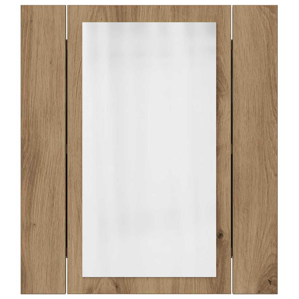 Έπιπλο Καθρέφτη Μπάνιου LED Αρτισιανή Δρυς 40x12x45εκ Επεξ.Ξύλο - Pakobazaar