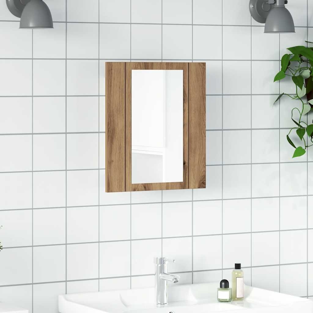 Έπιπλο Καθρέφτη Μπάνιου LED Αρτισιανή Δρυς 40x12x45εκ Επεξ.Ξύλο - Pakobazaar