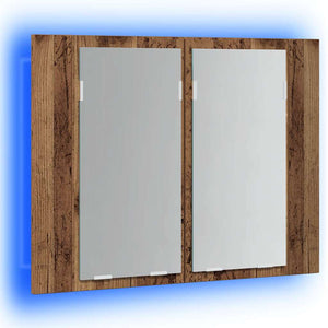 Έπιπλο Καθρέφτη με LED Όψη Παλαιού Ξύλου 60x12x45εκ. Επεξ. Ξύλο - Pakobazaar