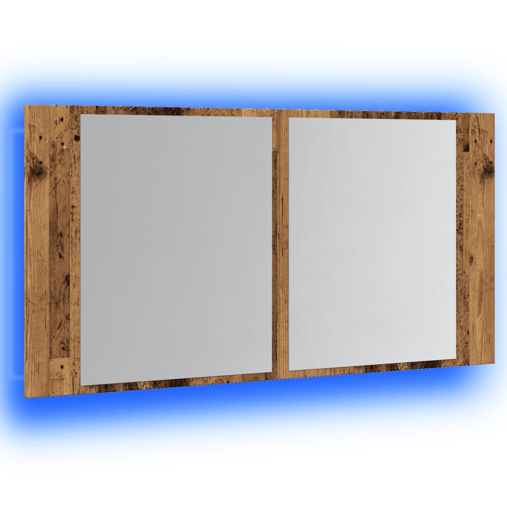 Έπιπλο Καθρέφτη με LED Όψη Παλαιού Ξύλου 40x12x45εκ. Επεξ. Ξύλο - Pakobazaar