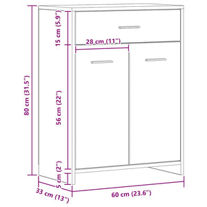 Ντουλάπι Μπάνιου Αρτισιανή Δρυς 60x33x80 εκ. Επεξ. Ξύλο - Pakobazaar