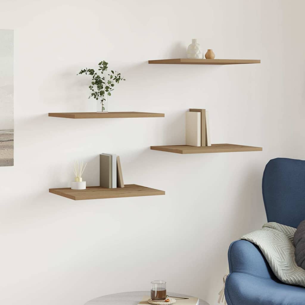 Ράφια Βιβλιοθήκης 4 τεμ. Artisan Δρυς 40x30x1,5 εκ. Επεξ. Ξύλο - Pakobazaar