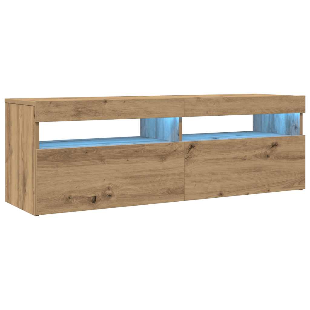 Έπιπλο Τηλεόρασης με LED Αρτισιανή Δρυς 120x35x40 εκ Επεξ.Ξύλο - Pakobazaar