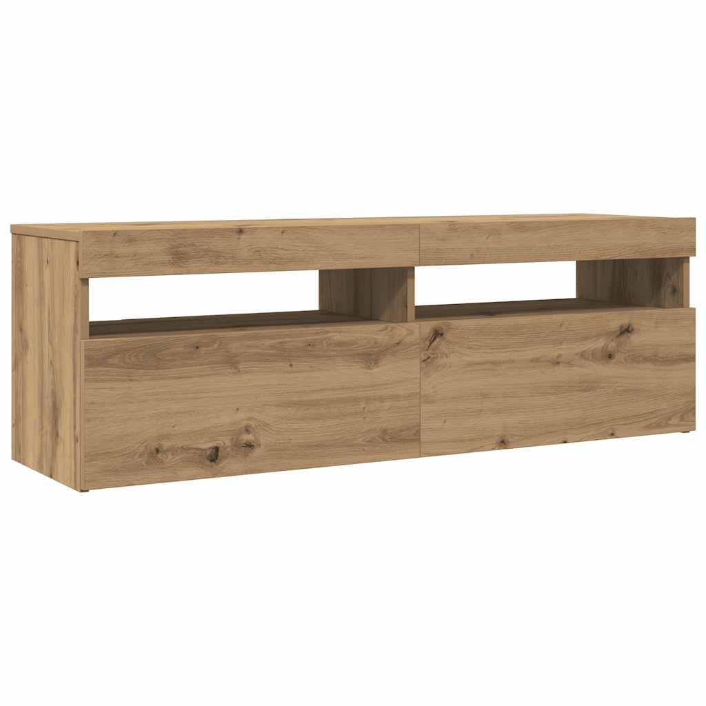 Έπιπλο Τηλεόρασης με LED Αρτισιανή Δρυς 120x35x40 εκ Επεξ.Ξύλο - Pakobazaar