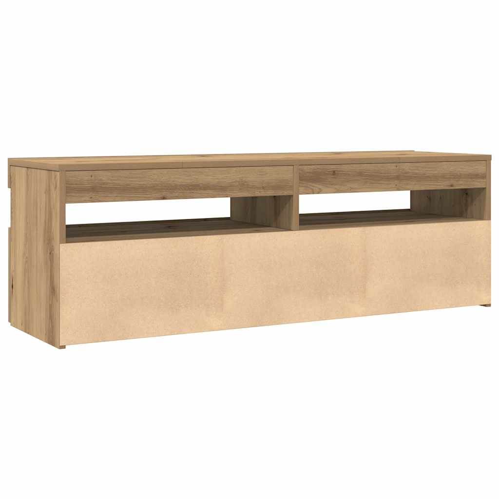 Έπιπλο Τηλεόρασης με LED Αρτισιανή Δρυς 120x35x40 εκ Επεξ.Ξύλο - Pakobazaar