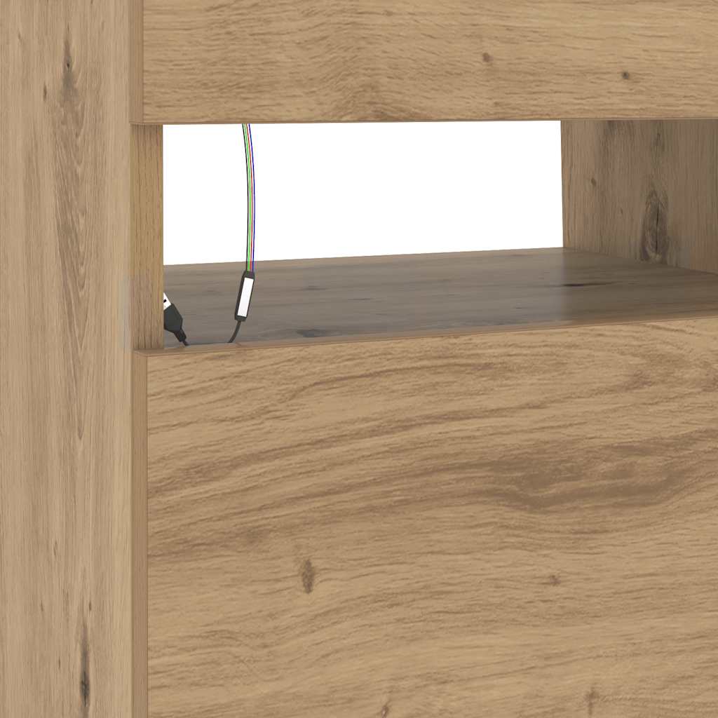 Έπιπλο Τηλεόρασης με LED Αρτισιανή Δρυς 90x35x40 εκ Επεξ.Ξύλο - Pakobazaar