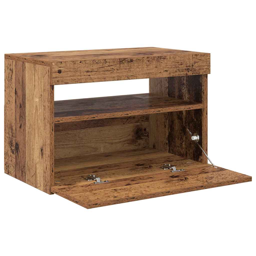 Ντουλάπι τηλεόρασης με φώτα LED Παλιό ξύλο Ξύλινη κατασκευή - Pakobazaar