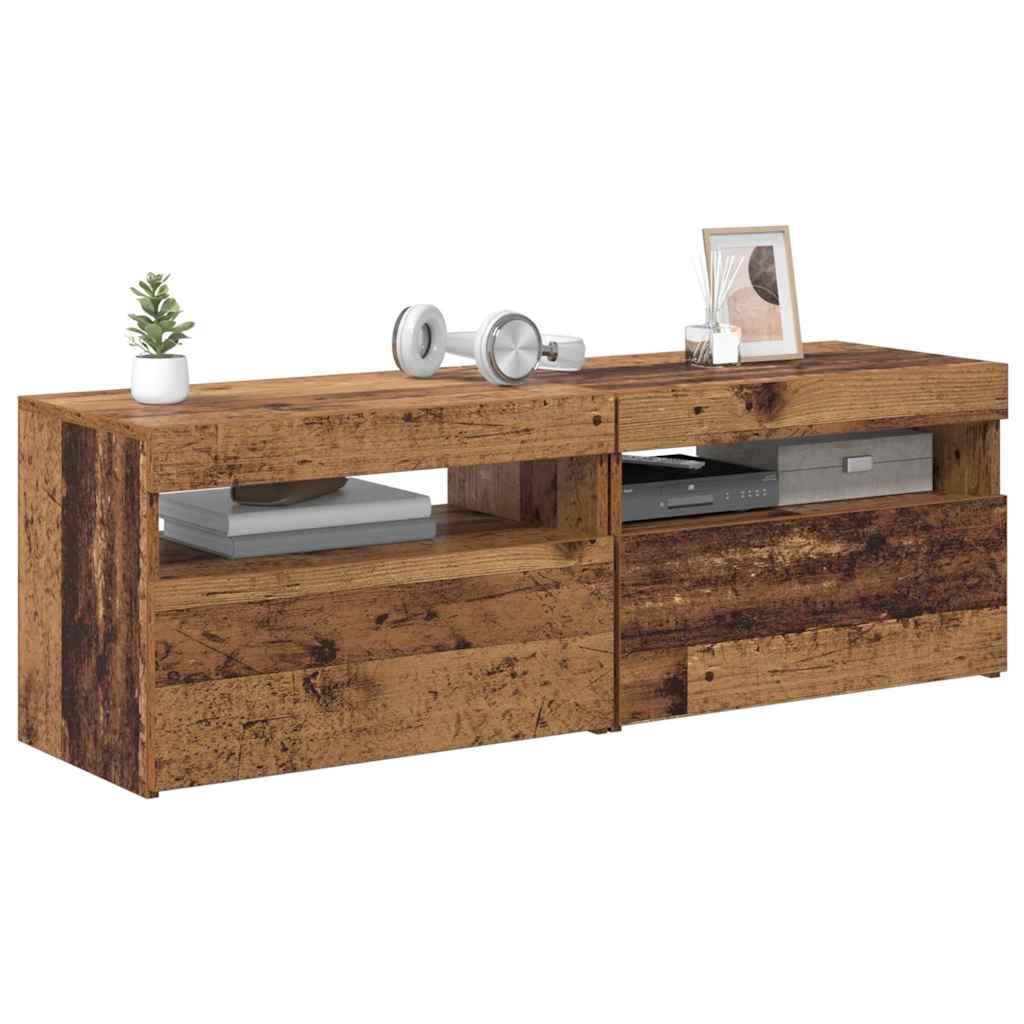 σετ ντουλαπιών τηλεόρασης 2 τεμαχίων με φώτα LED - Pakobazaar